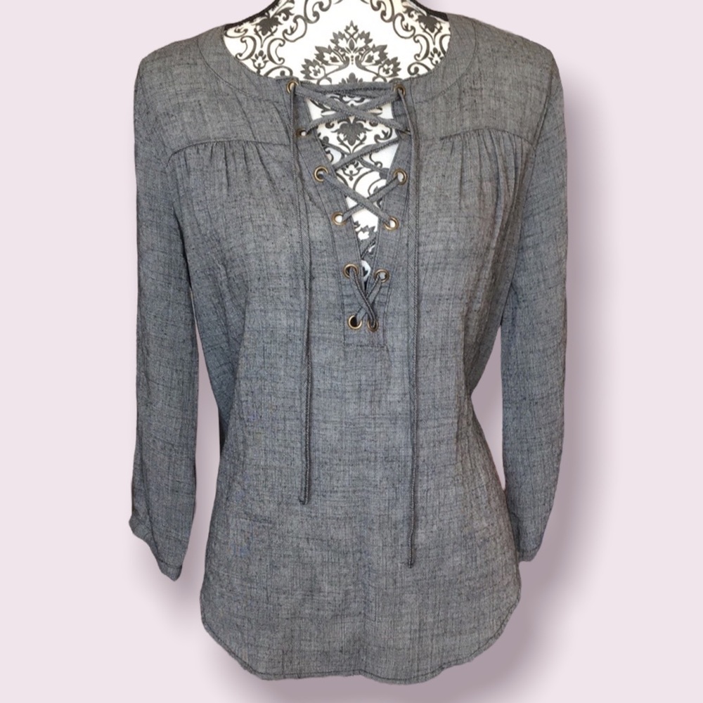 EUC‎ SWEET WANDERER Lace Up High Low Peasant Blouse Small
